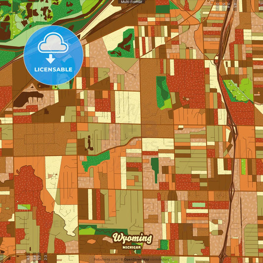 Wyoming Michigan Farmhouse Poster Art Map Template