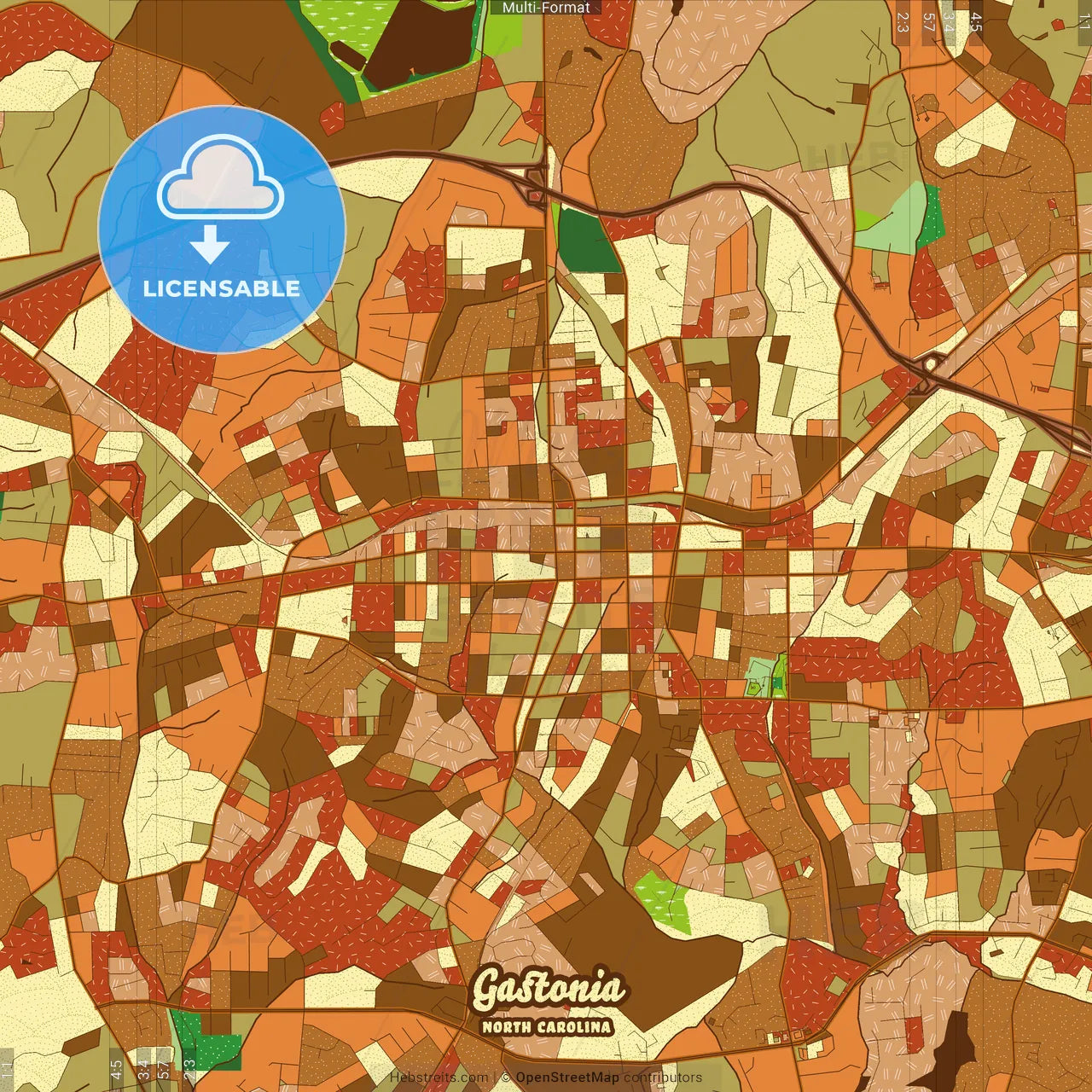 Gastonia North Carolina Farmhouse Poster Art Map Template