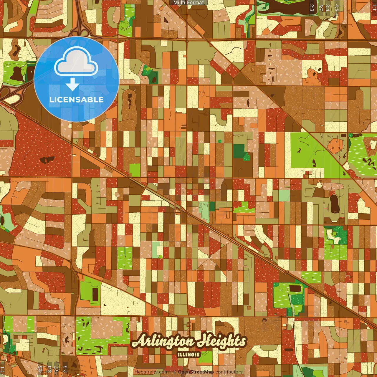 Arlington Heights Illinois Farmhouse Poster Art Map Template