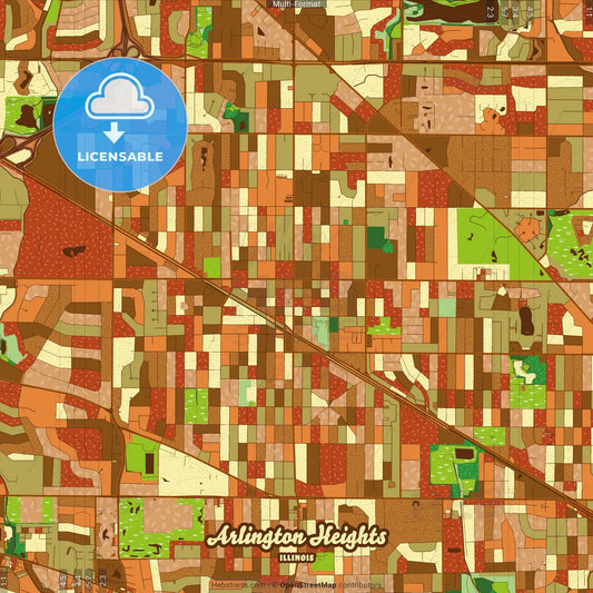 Arlington Heights Illinois Farmhouse Poster Art Map Template