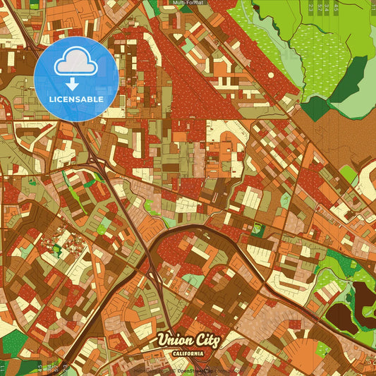 Union City California Farmhouse Poster Art Map Template