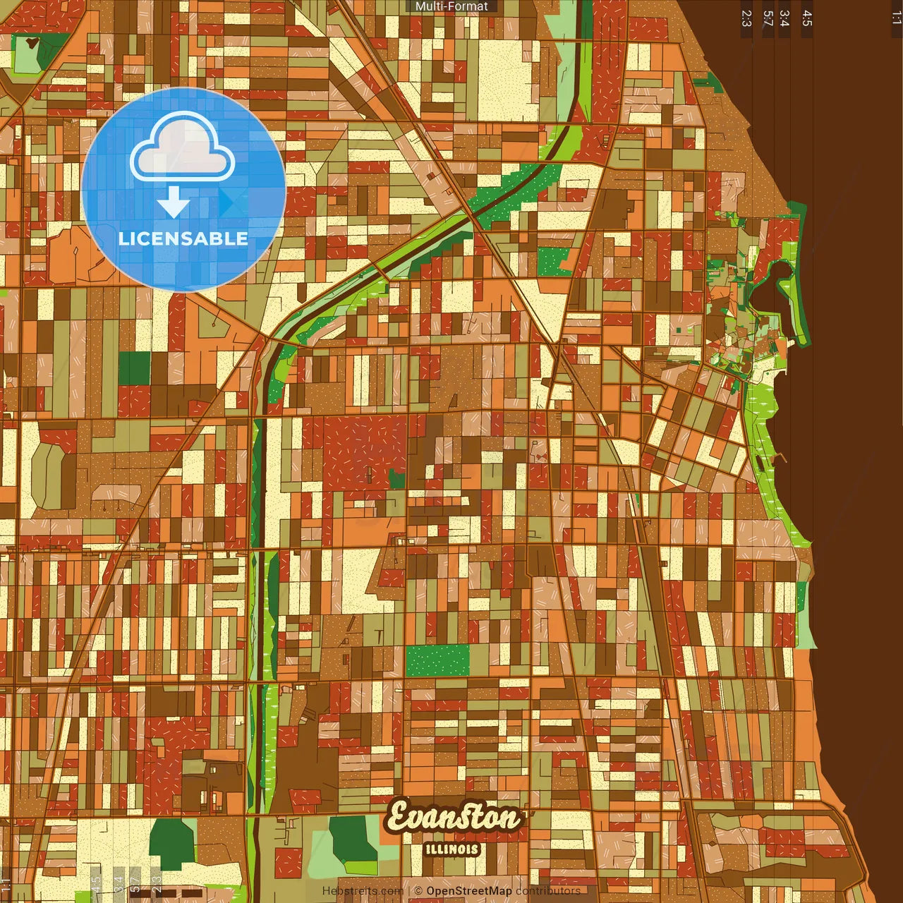 Evanston Illinois Farmhouse Poster Art Map Template