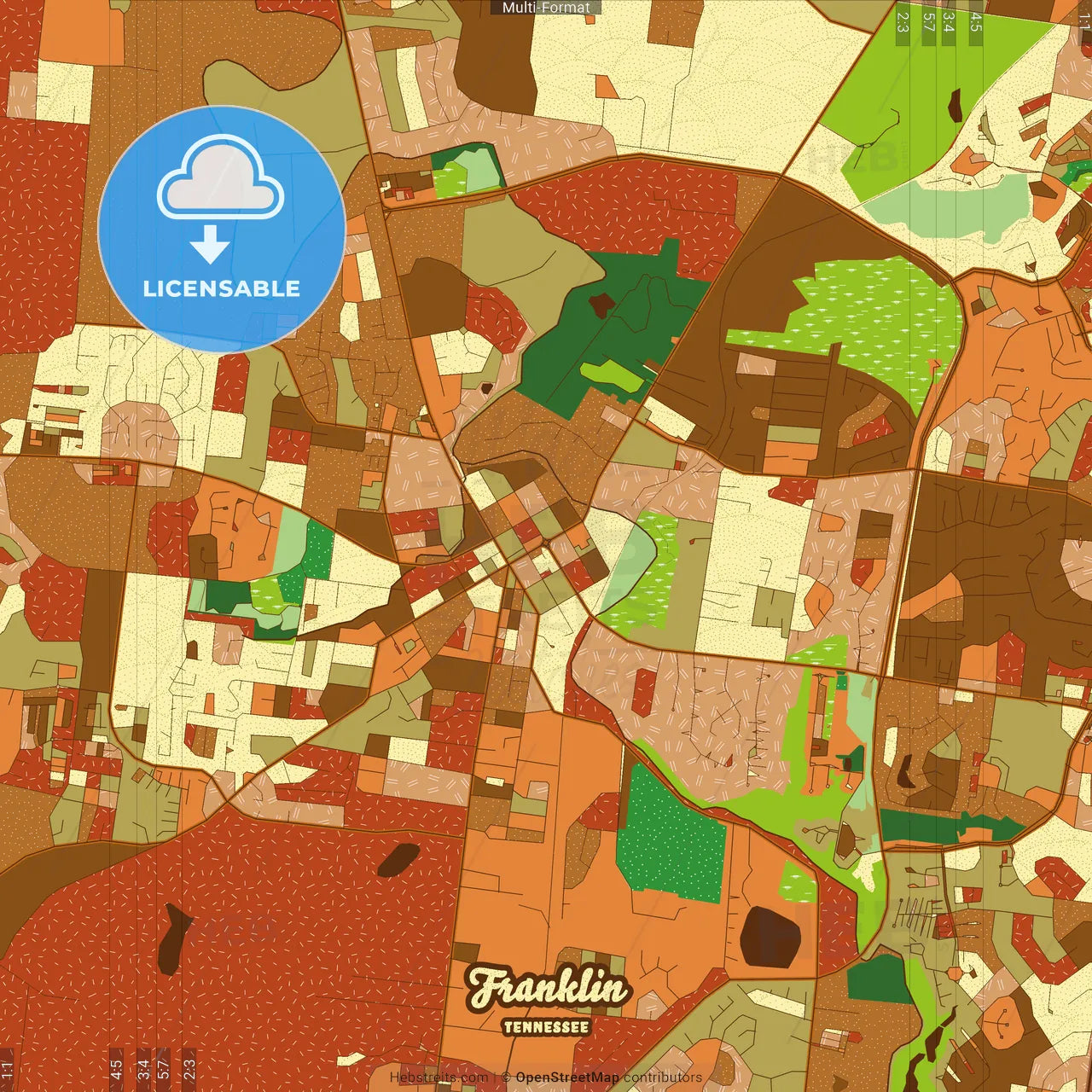 Franklin Tennessee Farmhouse Poster Art Map Template