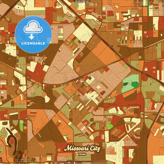 Missouri City Texas Farmhouse Poster Art Map Template