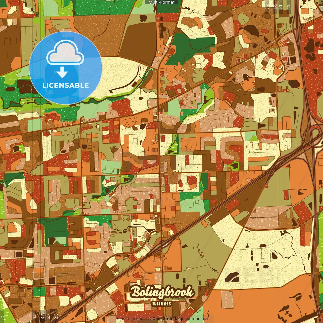 Bolingbrook Illinois Farmhouse Poster Art Map Template