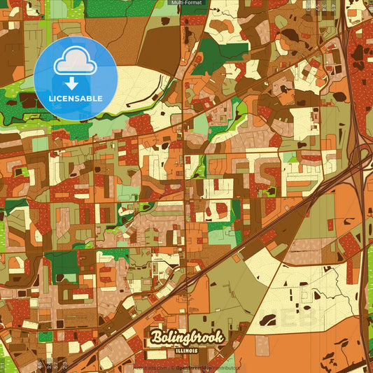 Bolingbrook Illinois Farmhouse Poster Art Map Template