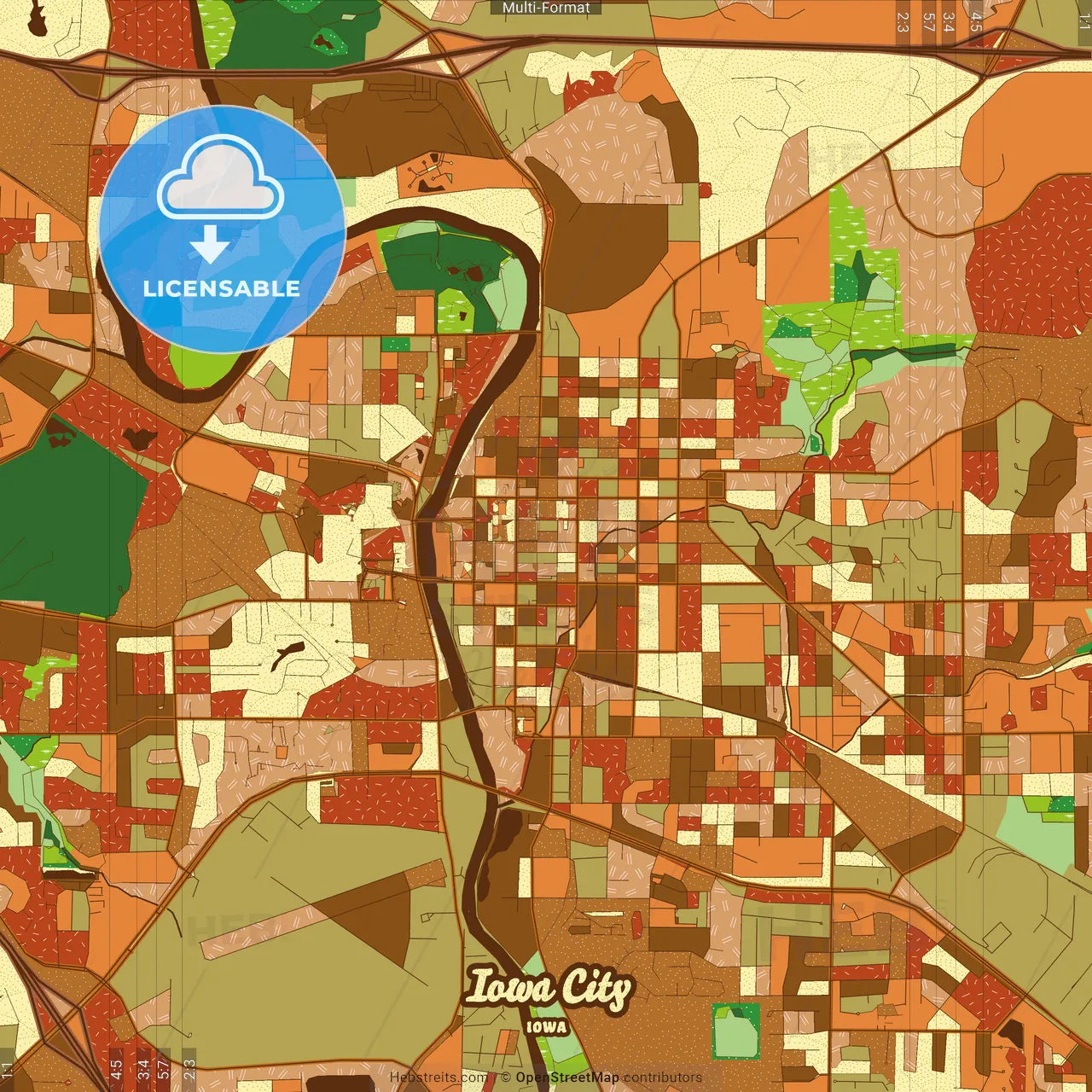 Iowa City Iowa Farmhouse Poster Art Map Template