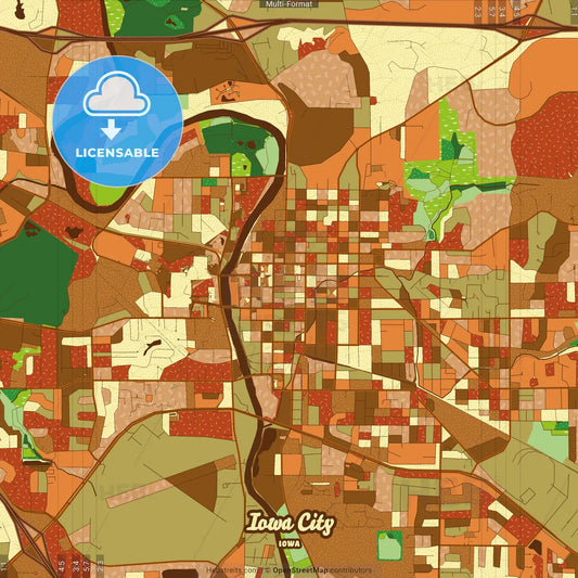 Iowa City Iowa Farmhouse Poster Art Map Template