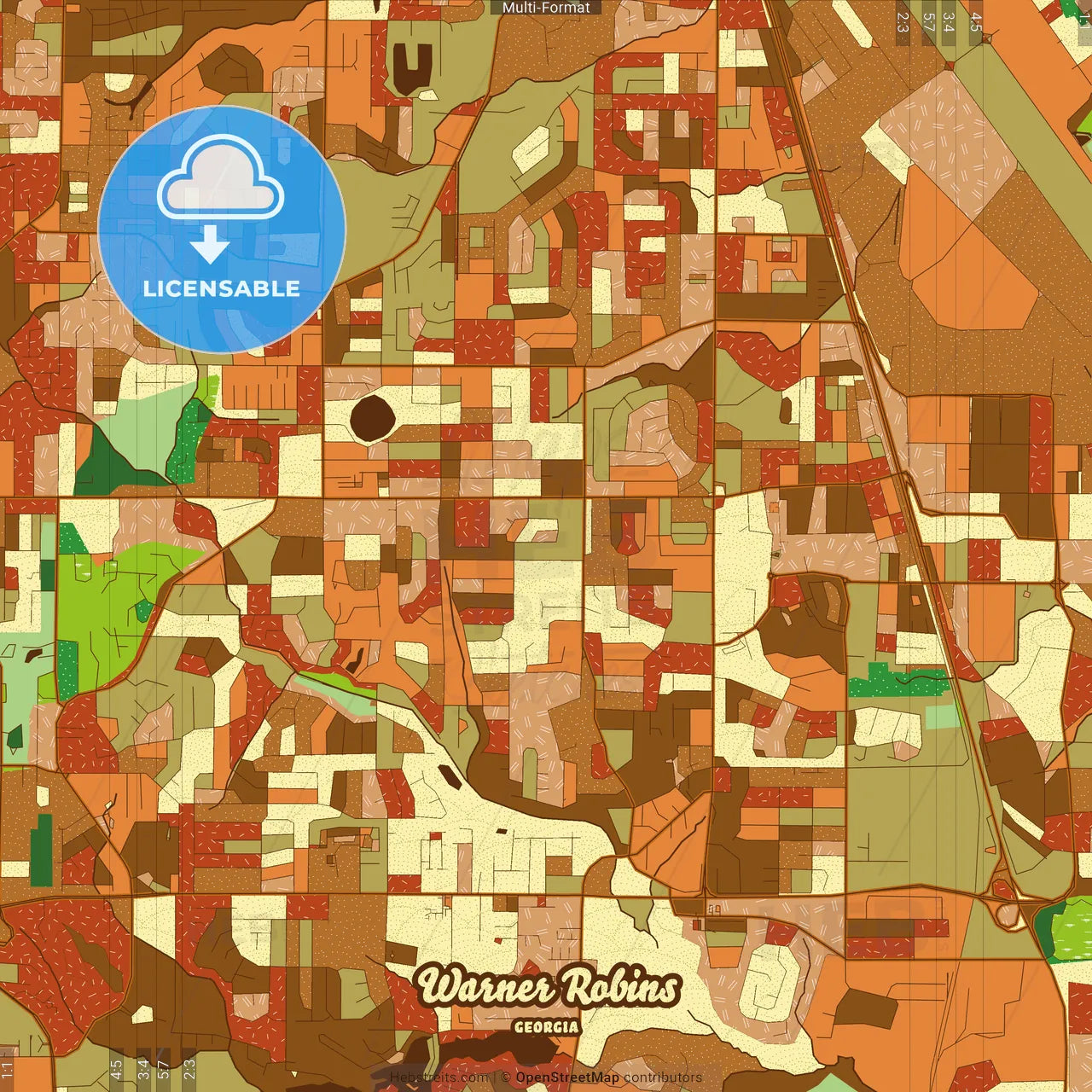 Warner Robins Georgia Farmhouse Poster Art Map Template