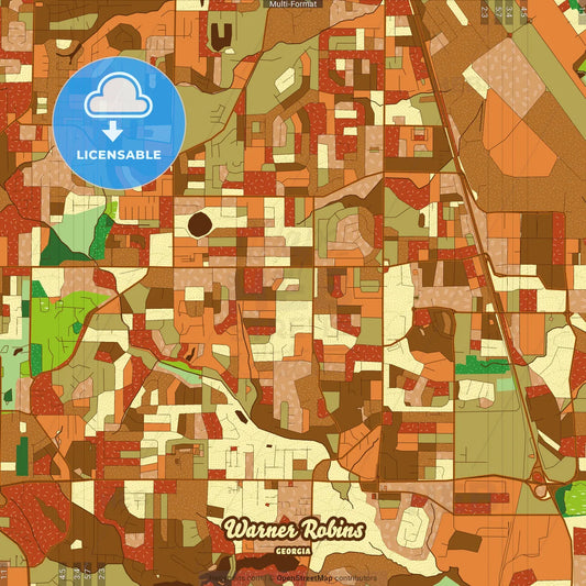 Warner Robins Georgia Farmhouse Poster Art Map Template