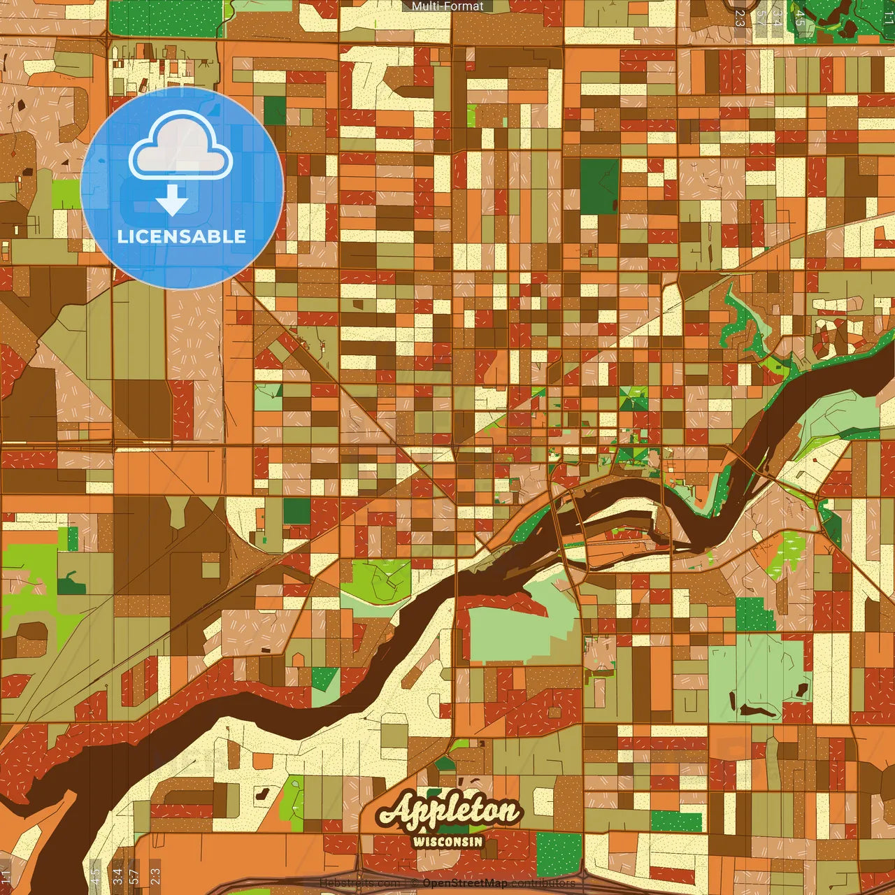 Appleton Wisconsin Farmhouse Poster Art Map Template