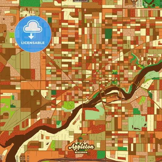 Appleton Wisconsin Farmhouse Poster Art Map Template