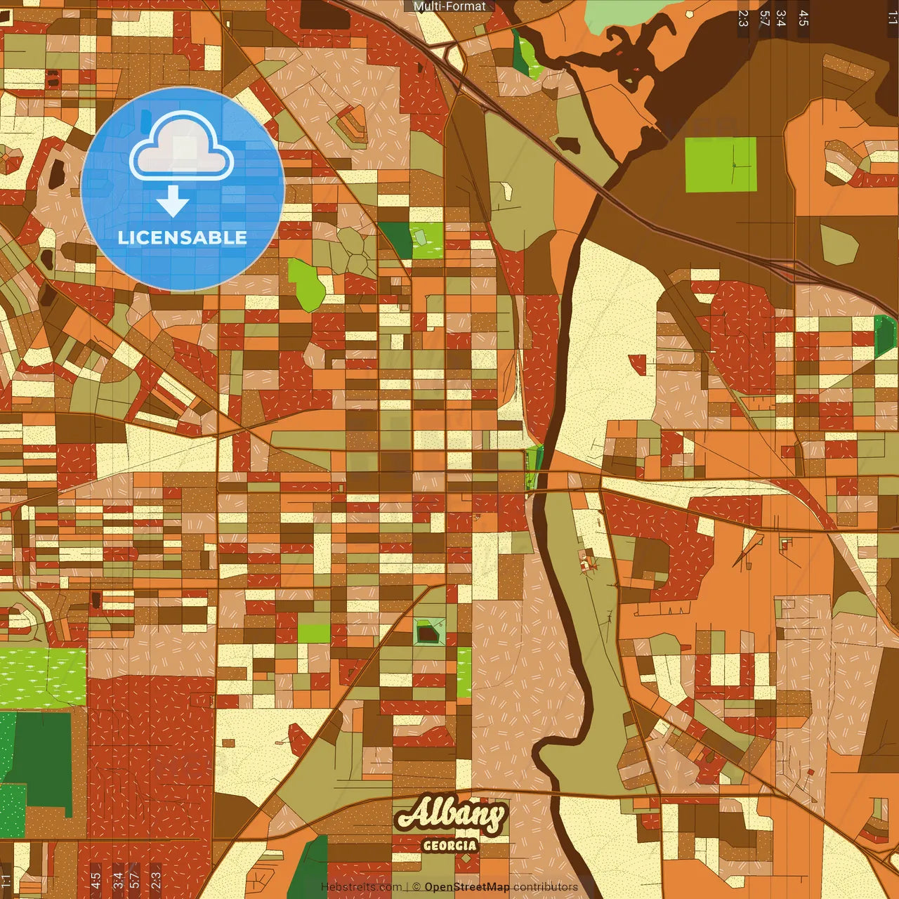 Albany Georgia Farmhouse Poster Art Map Template