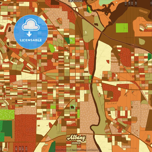 Albany Georgia Farmhouse Poster Art Map Template