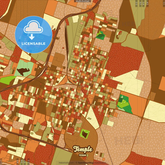 Temple Texas Farmhouse Poster Art Map Template