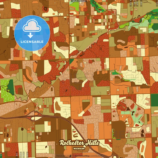 Rochester Hills Michigan Farmhouse Poster Art Map Template