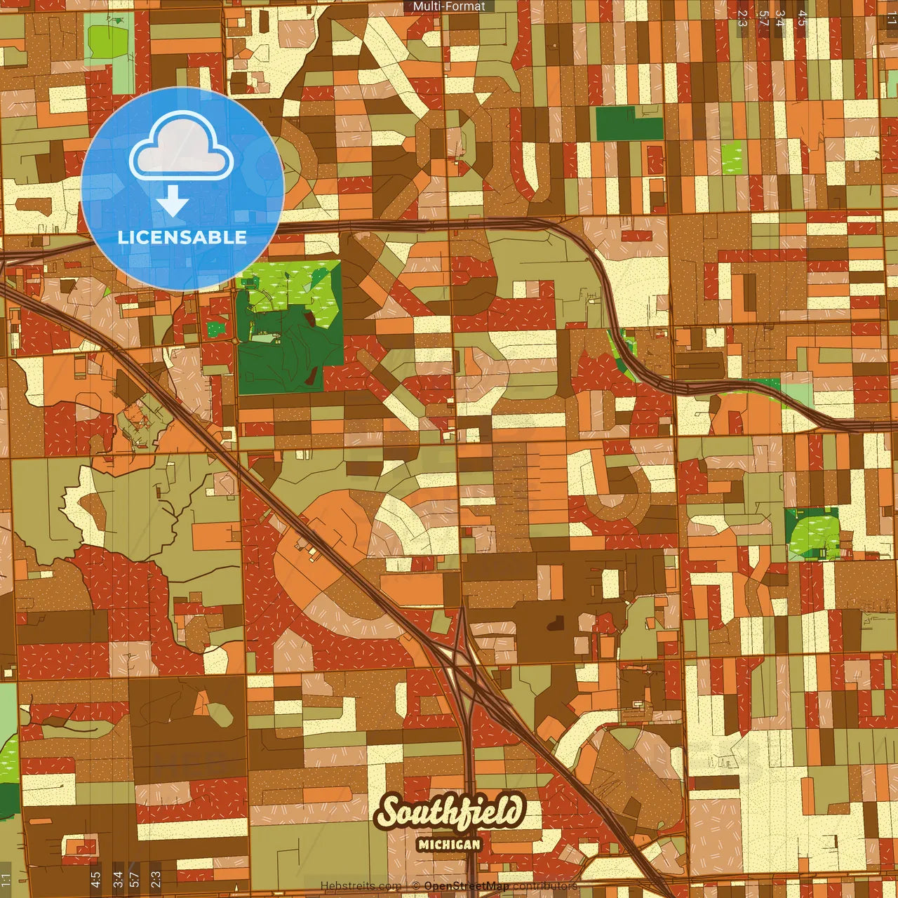 Southfield Michigan Farmhouse Poster Art Map Template