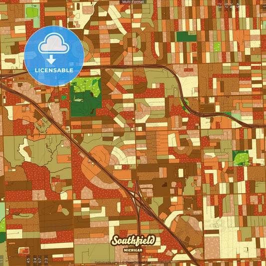 Southfield Michigan Farmhouse Poster Art Map Template