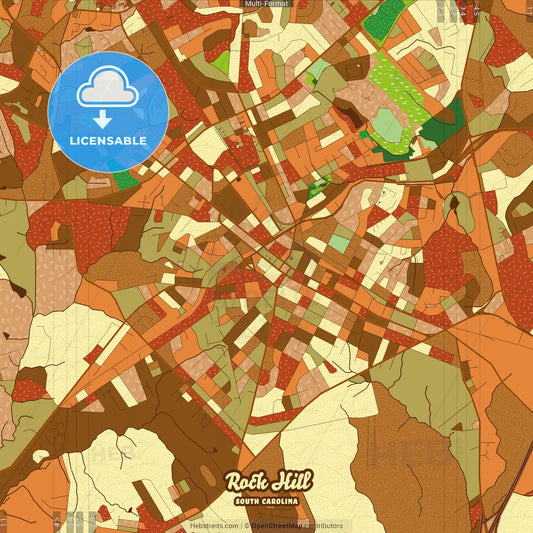 Rock Hill South Carolina Farmhouse Poster Art Map Template