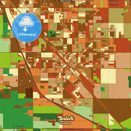 Turlock California Farmhouse Poster Art Map Template