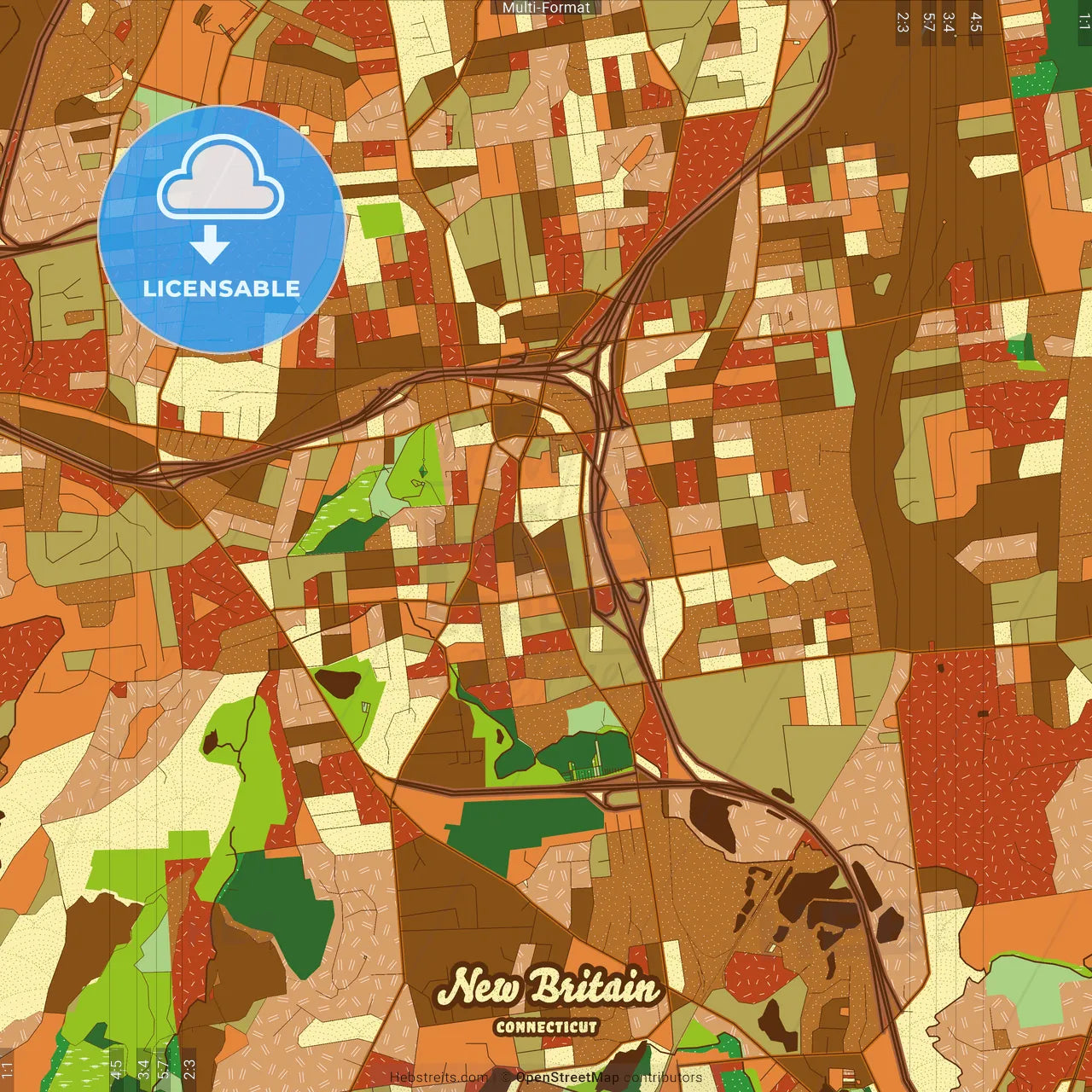 New Britain Connecticut Farmhouse Poster Art Map Template