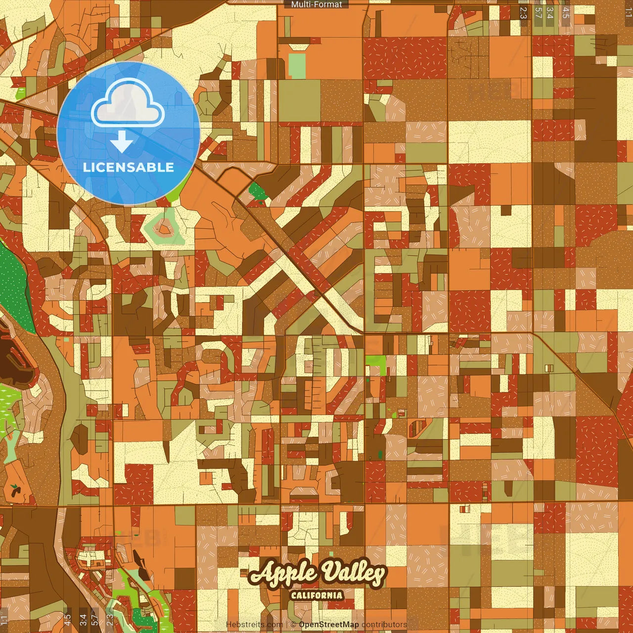 Apple Valley California Farmhouse Poster Art Map Template