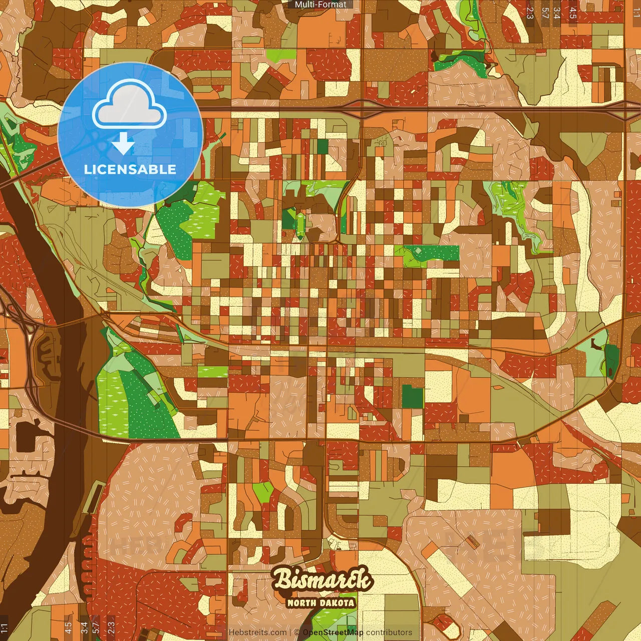 Bismarck North Dakota Farmhouse Poster Art Map Template