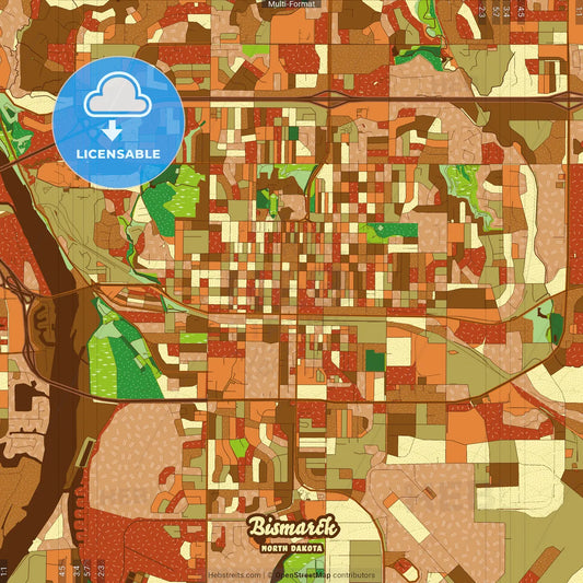 Bismarck North Dakota Farmhouse Poster Art Map Template