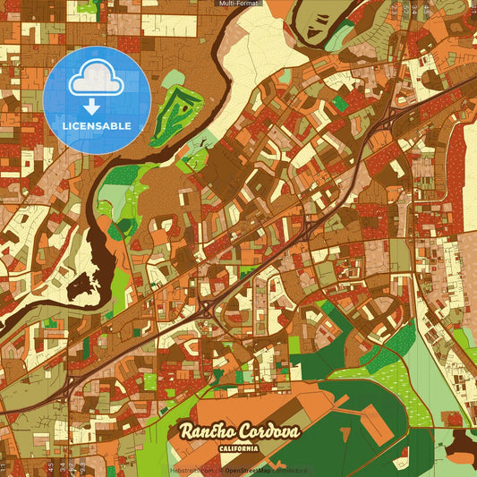 Rancho Cordova California Farmhouse Poster Art Map Template