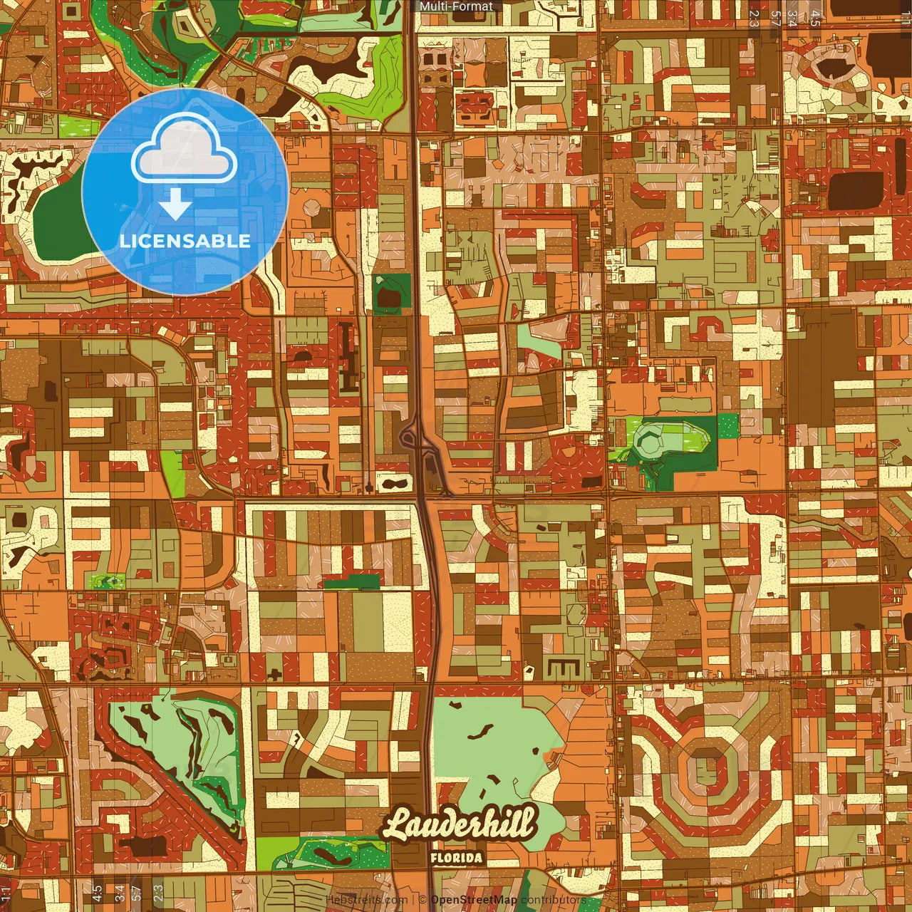 Lauderhill Florida Farmhouse Poster Art Map Template