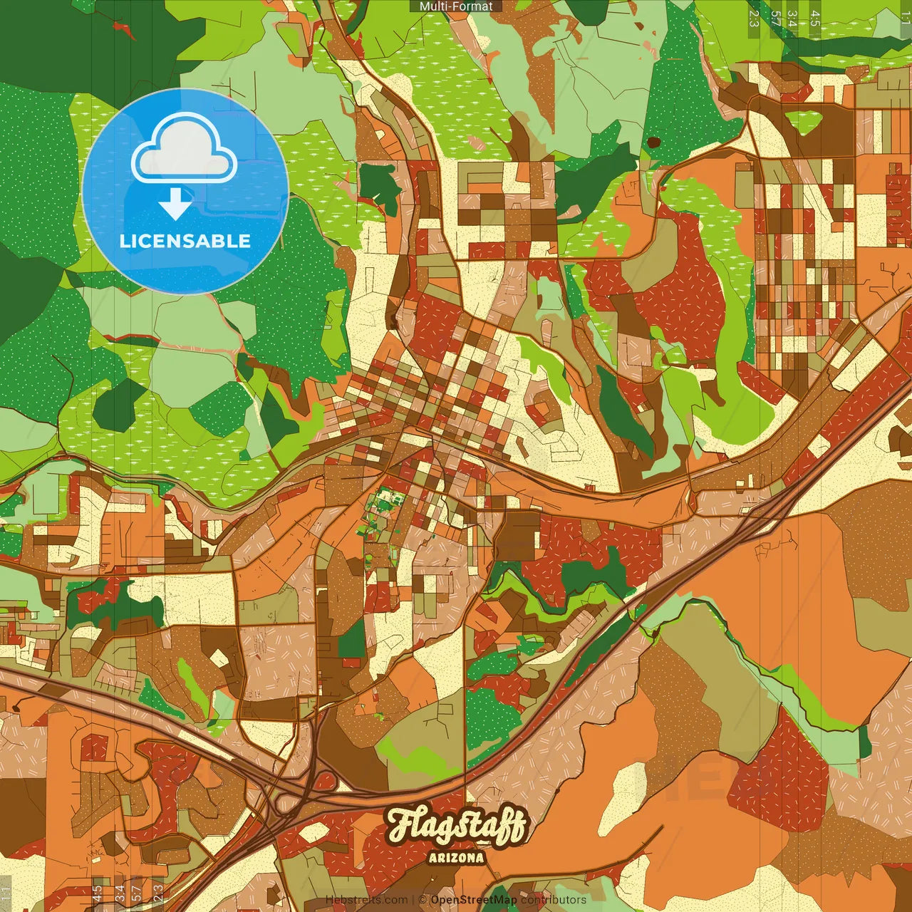 Flagstaff Arizona Farmhouse Poster Art Map Template