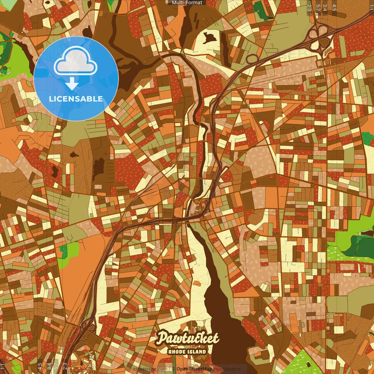 Pawtucket Rhode Island Farmhouse Poster Art Map Template