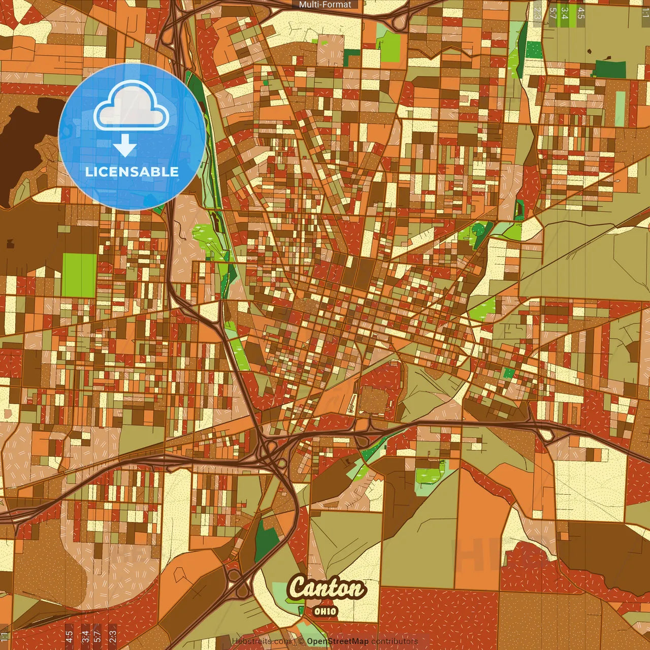 Canton Ohio Farmhouse Poster Art Map Template