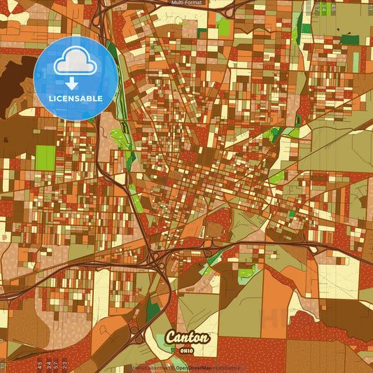 Canton Ohio Farmhouse Poster Art Map Template