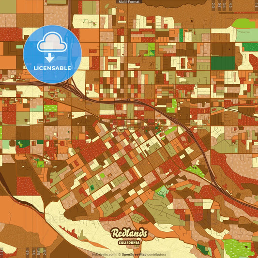 Redlands California Farmhouse Poster Art Map Template