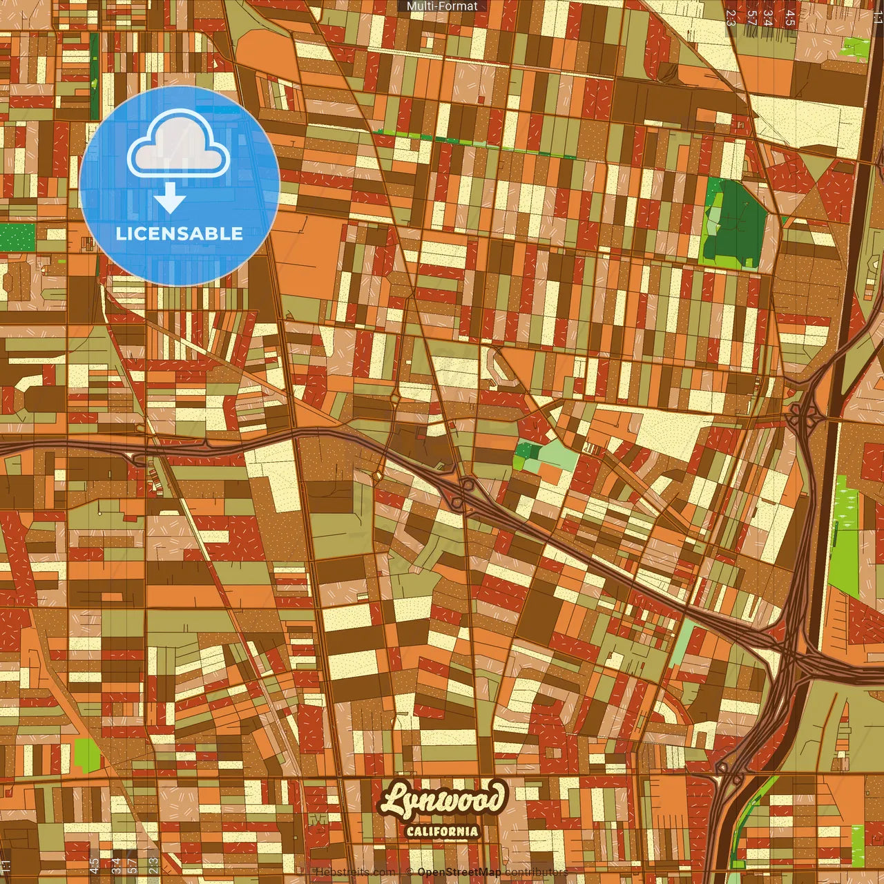 Lynwood California Farmhouse Poster Art Map Template