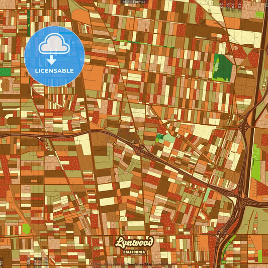 Lynwood California Farmhouse Poster Art Map Template