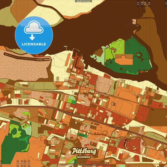 Pittsburg California Farmhouse Poster Art Map Template