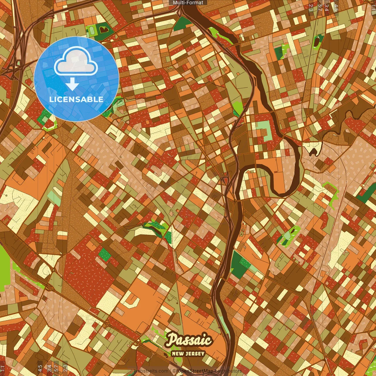 Passaic New Jersey Farmhouse Poster Art Map Template