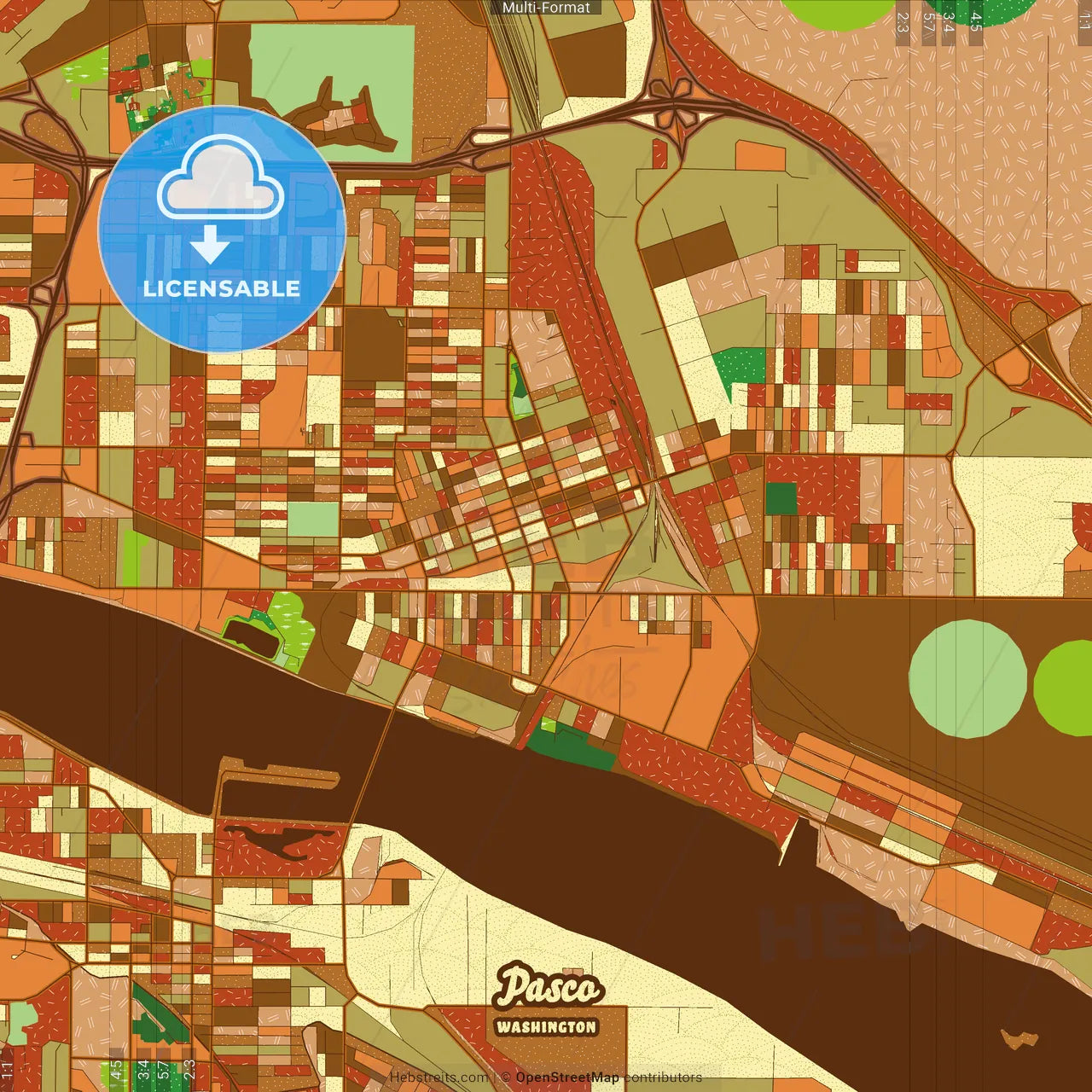 Pasco Washington Farmhouse Poster Art Map Template