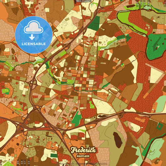 Frederick Maryland Farmhouse Poster Art Map Template