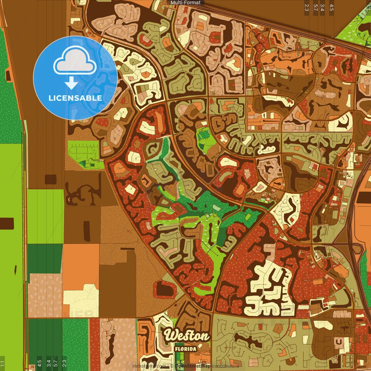 Weston Florida Farmhouse Poster Art Map Template