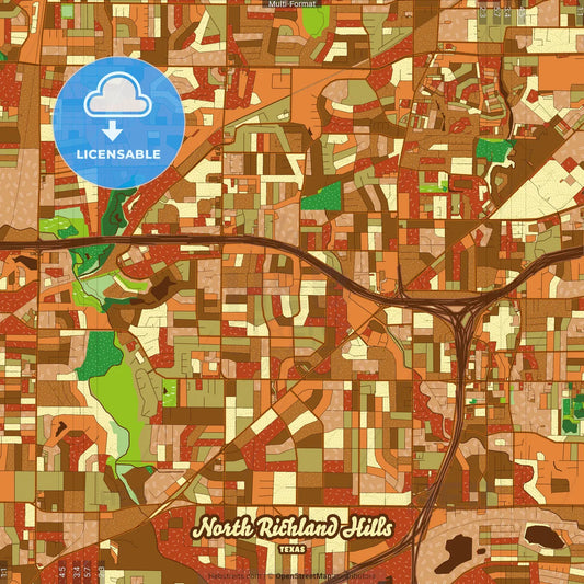 North Richland Hills Texas Farmhouse Poster Art Map Template