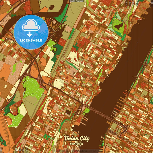 Union City New Jersey Farmhouse Poster Art Map Template