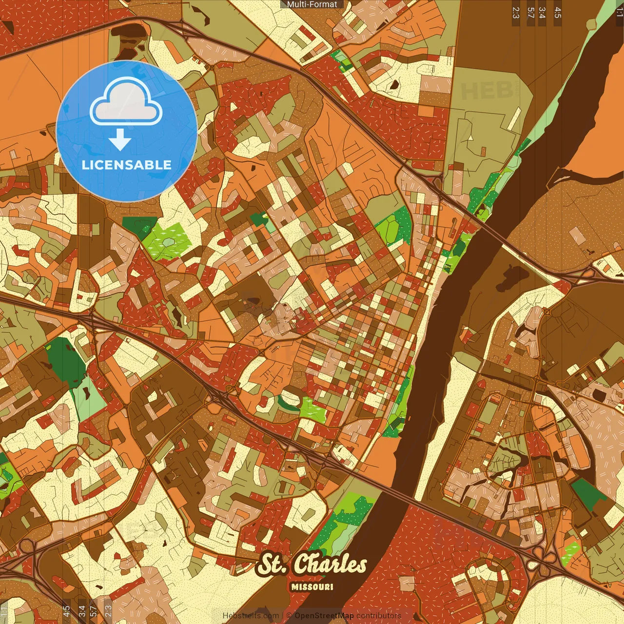 St. Charles Missouri Farmhouse Poster Art Map Template