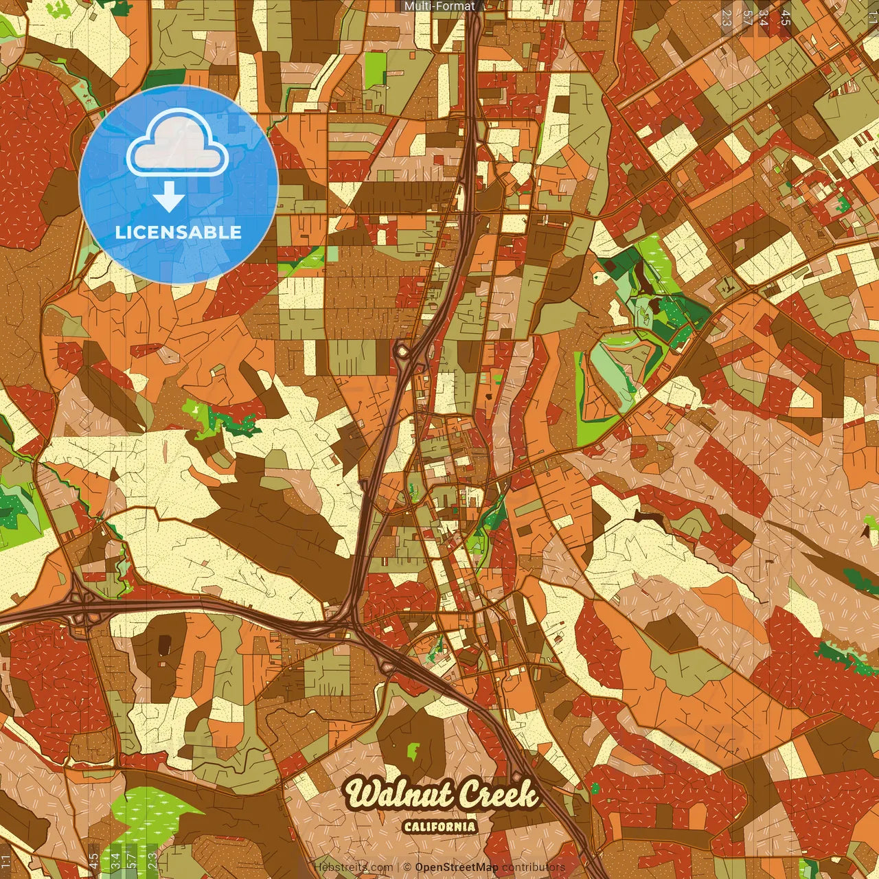 Walnut Creek California Farmhouse Poster Art Map Template