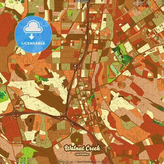 Walnut Creek California Farmhouse Poster Art Map Template