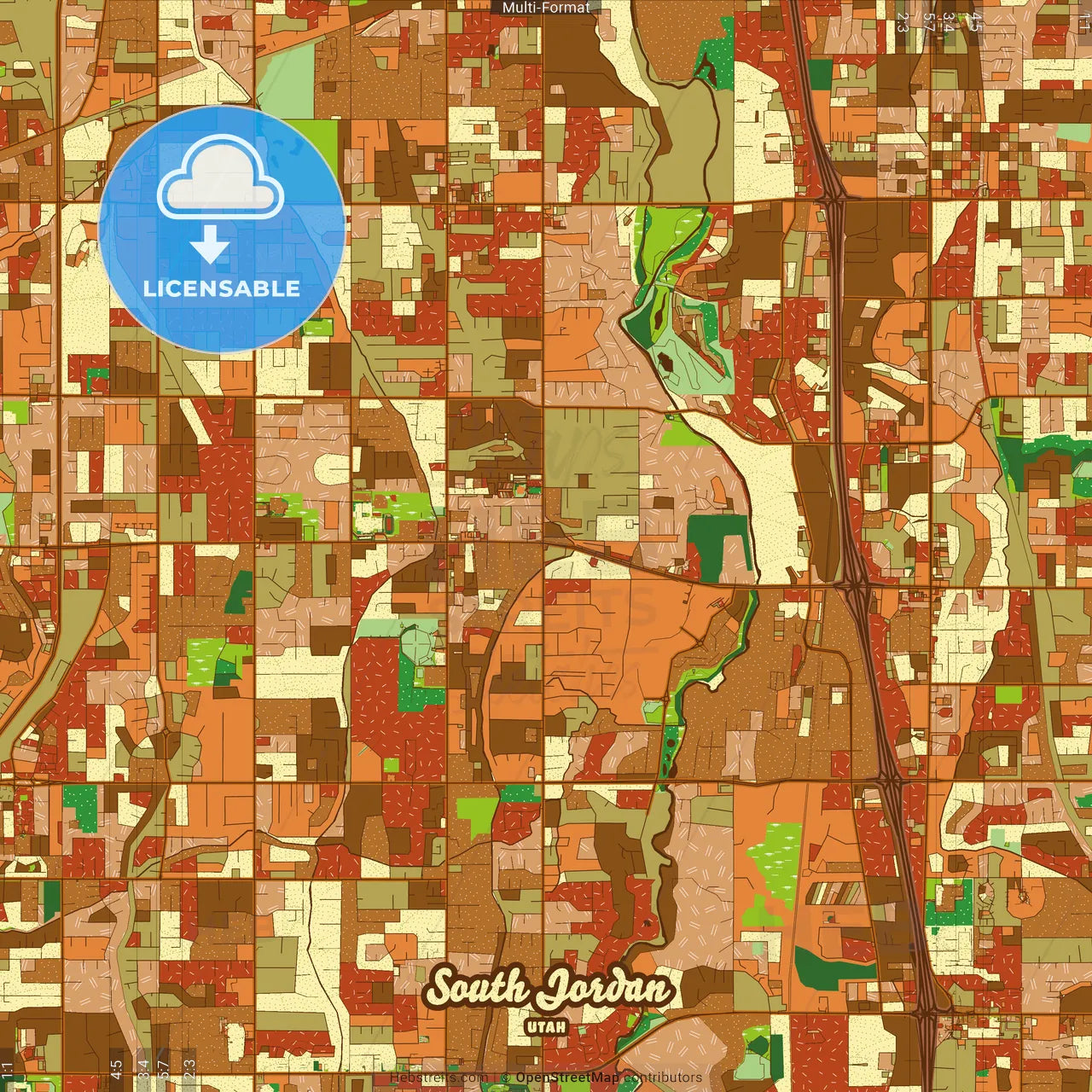 South Jordan Utah Farmhouse Poster Art Map Template