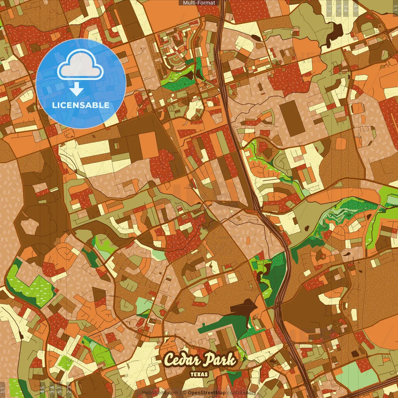 Cedar Park Texas Farmhouse Poster Art Map Template