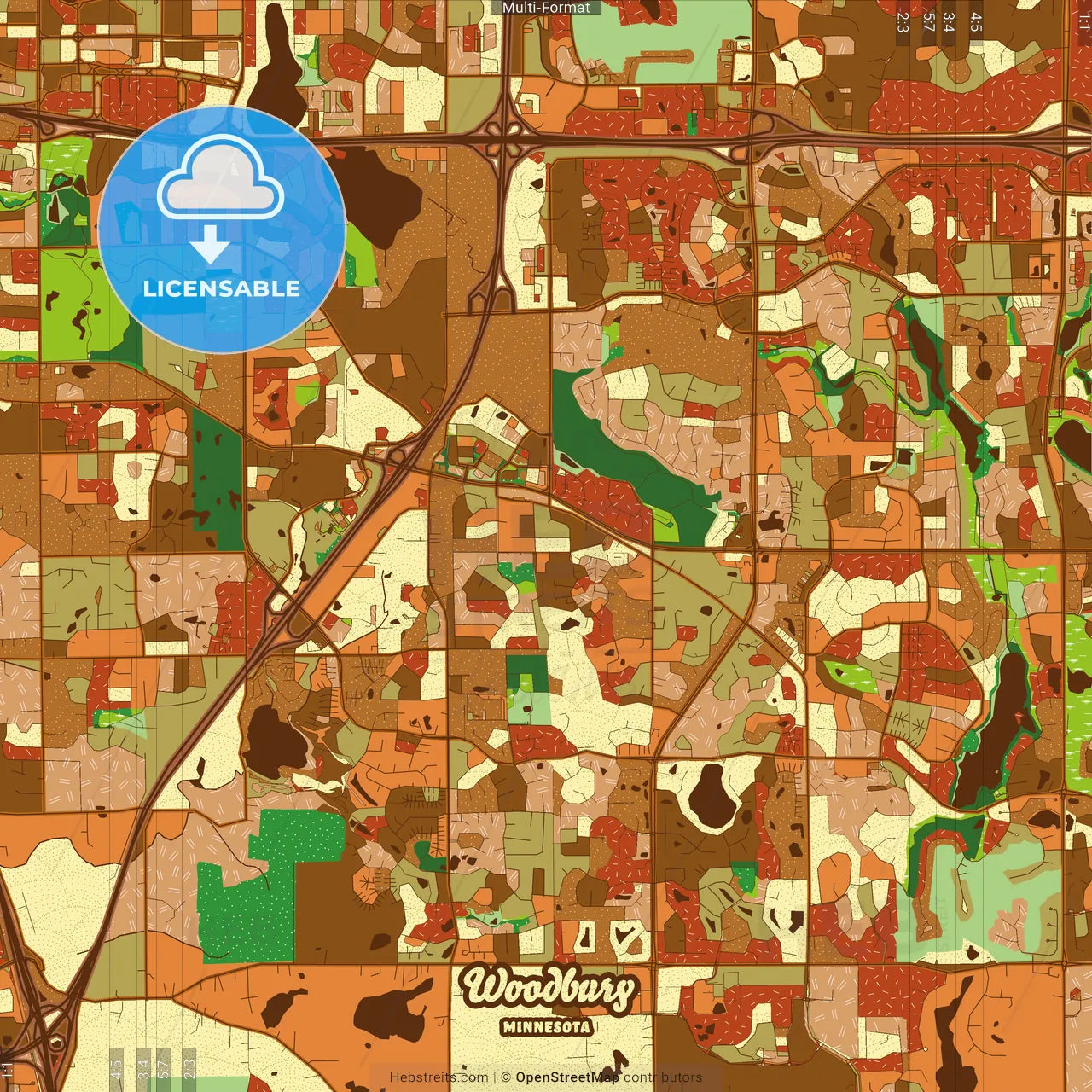 Woodbury Minnesota Farmhouse Poster Art Map Template